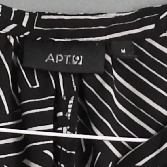 2/$13 Apt. 9 Flowy Business Top, Black & White Striped - Size Medium - Picture 6 of 6